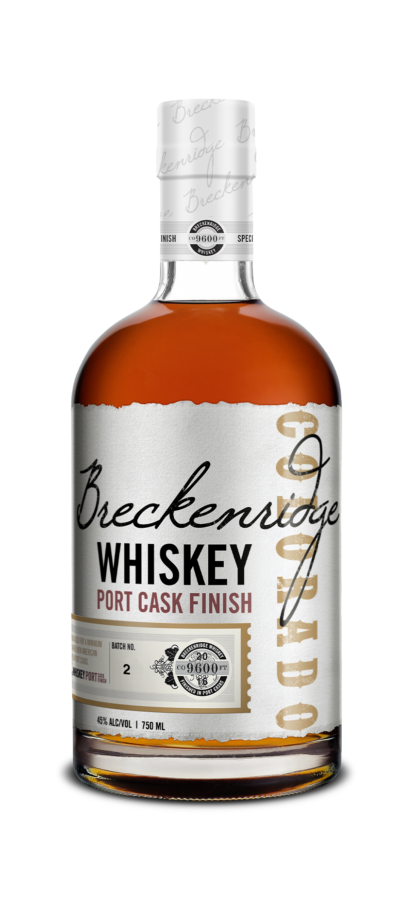 Breckenridge Port Cask finish whiskey bottle 750 mL
