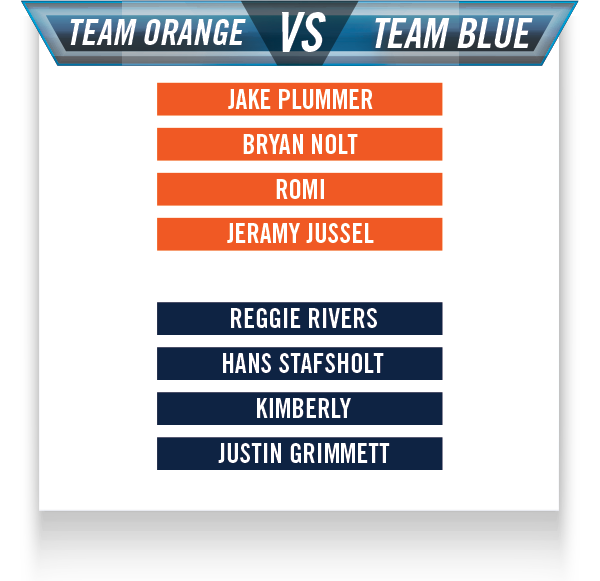 team orange versus team blue